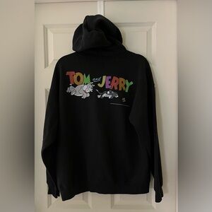 Women’s Tom & Jerry Cartoon Black Hoodie Sweatshirt w/Kangaroo pocket size L